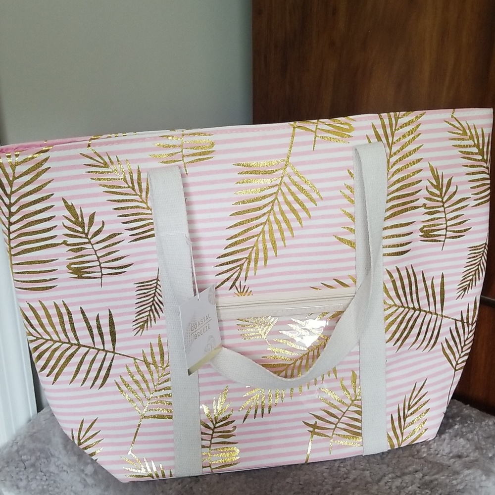 NEW! 💝Coastal Breeze Pink & Gold Foil Beach Tote